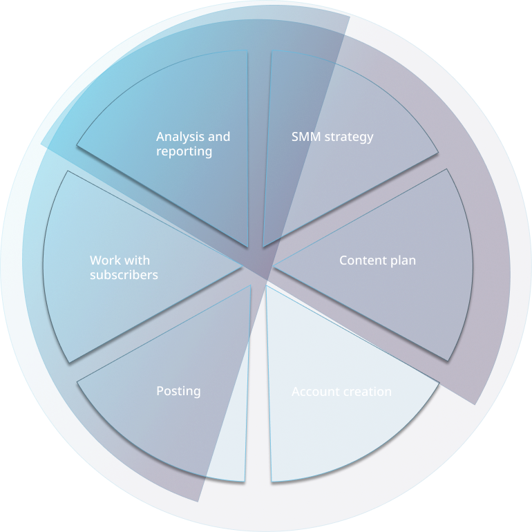 pie chart divided into 6 parts for desktop version