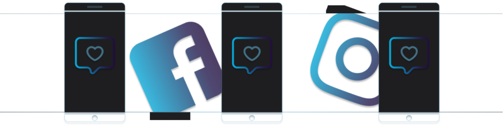 Facebook and Instagram icons with likes