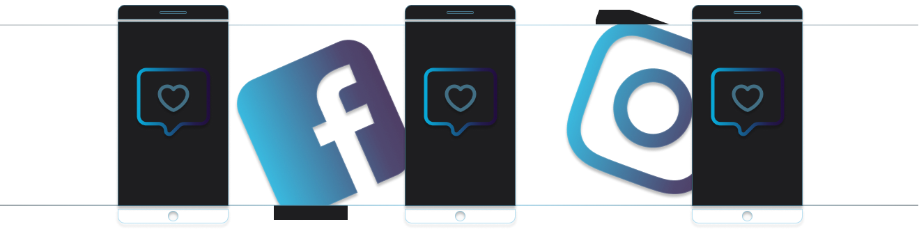 Facebook and Instagram icons with likes