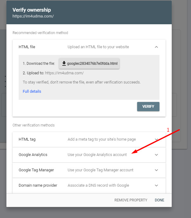 connect search console via google analytics code