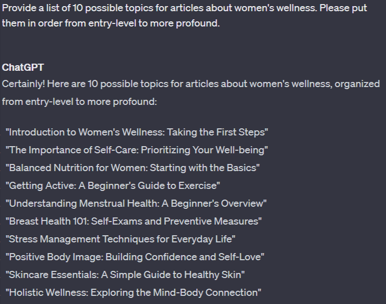 example of using chatgpt