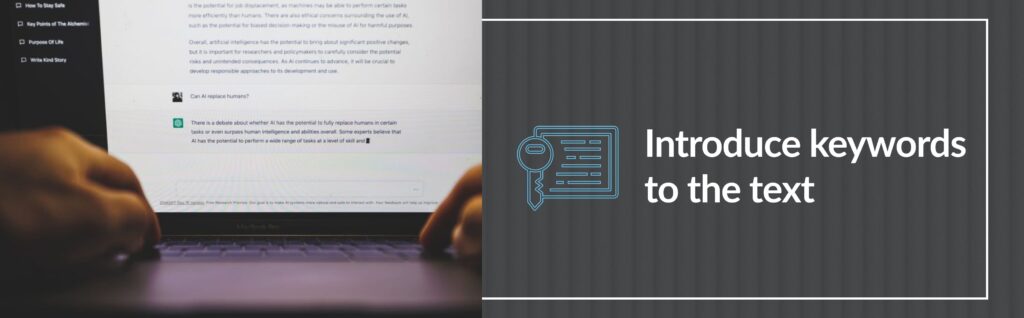 Introduce keywords to the text